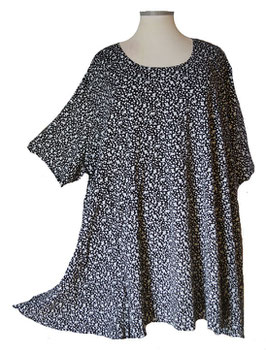 SunShine Shirt in 6-Bahnen A-Linie Blümchen Schwarz Weiß (05156)