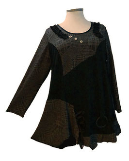 BiColor-NewFashion-Styles Pulli-Tunik Black&Grey Two (03308)