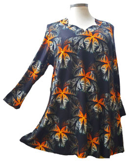 Bögenausschnitt Longshirt in Zauber-A-Linie Palmes SylverOrange (07803)