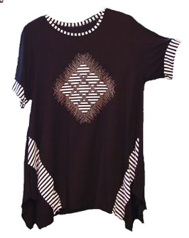 Kaschierend-zipfelliges BiColor Shirt mit Silverstones 44-48+ (07146)