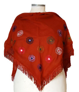 Doppellagiges Chiffon-Dreieckstuch mit Stickerrei und Fransen (04998)