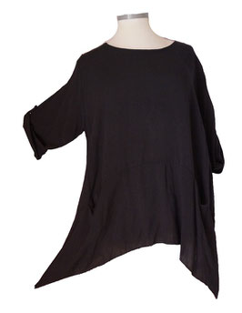 Sommer Lagenlook Shirt Tunika Überwurf Schwarz (05255)