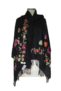 Pashmina Schal mit Stickerei Schwarz (05732)