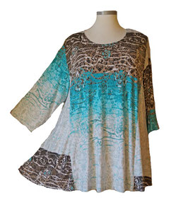 3/4-Arm Shirt in 6-Bahnen A-Linie Beauty Little Blue (02085)