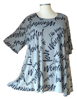 SunShine Shirt " Schriftdesign " Grau Dunkelblau (03241)