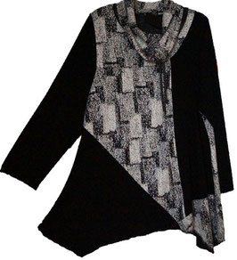 Pulli-Tunik in Zipfelchen-A-Linie Black&White One (04274)