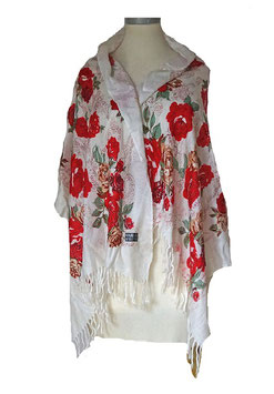 Großer Schal mit roten Rosen (05727)