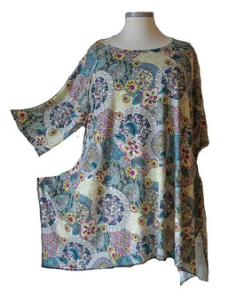 "Flower-Times" 3/4-Arm-Tunika Shirt in Anker-A-Linie (09588)