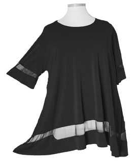 Shirt mit Chiffon-Einsätzen in A-Linie Schwarz (05130)