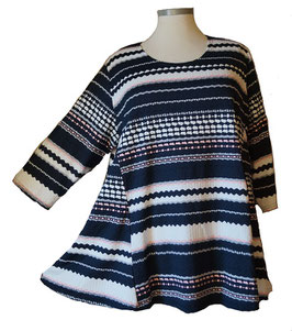 SunShine 3D-Präge-Design 3/4-Arm Pulli in 6-Bahnen A-Linie (02071)