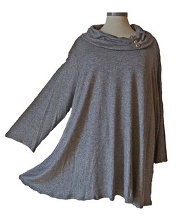 Pullover mit Schalkragen und Knöpfen Melange Grau
