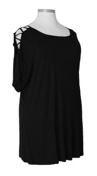 Longshirt mit Bändchen Black 48-54+ (01725)