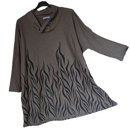 Flames TwoColor Baumwolle Shirt-Pullover GrauBraun-Schwarz (02687)