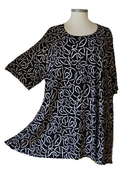 Shirt in Zauber-A-Linie mit Taschen Schwarz-Weiß (01518)