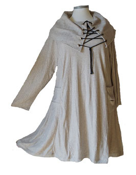 Longpullover Pullover mit Variationskragen ReliefArt Grau (01819)