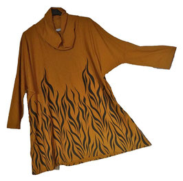 Flames TwoColor Baumwolle Shirt-Pullover OckerBraun-Schwarz (02682)