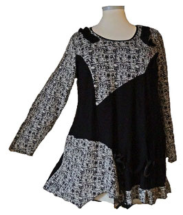 BiColor-NewFashion-Styles Pulli-Tunik Black&White2 (03173)