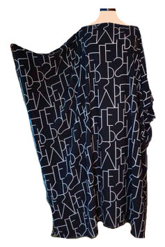 MD-ULSM Lagenlook Blusen Longshirt Tunika Kleid Schwarz-Weiß (00643)