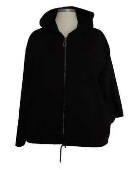 SamtArt Blouson mit Kapuze Schwarz 46-50 + (02814)