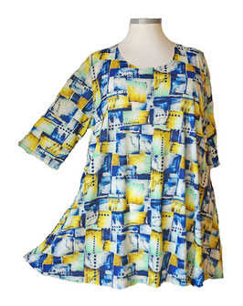 Shirt in Zauber-A-Linie mit Taschen KunstArt Blue & Yellow (00454)