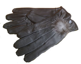 Leder Handschuhe Schwarz / Grau Gr. L (05853)