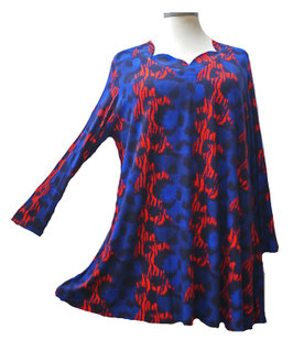 Bögenausschnitt Longshirt in Zauber-A-Linie BlackRed-BlackBlue (07807)