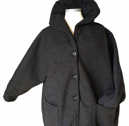 Weich & Warm Fleece-Bouclé Mantel Schwarz (06623)