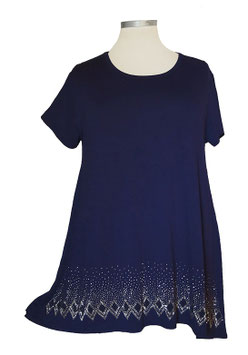 A-Form Longshirt Dunkelblau mit Glitzersteinchen (00516)