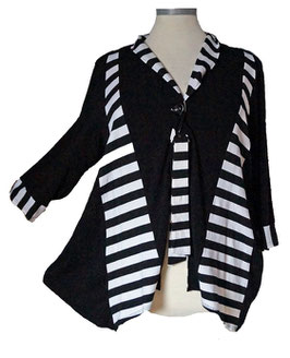 Short Cardigan Zipfelcardigan Jäckchen Black & White Uni&Stripe (06980)