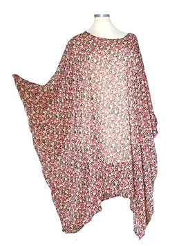 MD-ULSM Lagenlook Chiffon Kleid Longshirt Strandüberwurf Little Flower (08787)
