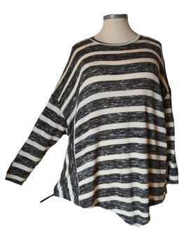 Design Longsstrickpulli in Weiß Schwarz (08050)
