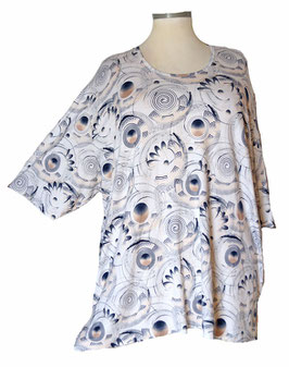 StraightCut Kurzarmshirt Blau & Beige 50-60 (05120)