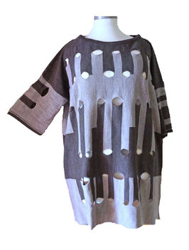Trend! Kurzarm Shirtpulli Überwurf Deepgrey & Grey 48-60+ (01305)