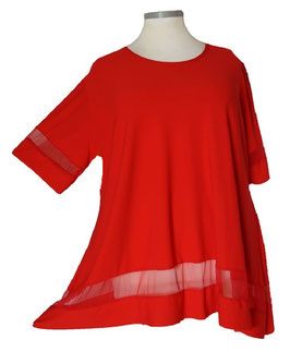 Shirt mit Feinnetz-Einsätzen in A-Linie Rot (05126)
