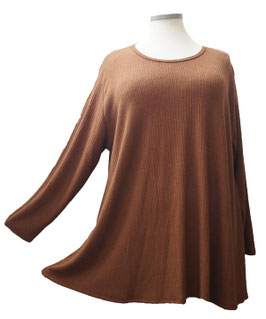Längsstrukturierter Pullover in Zauber-A-Linie Mittelbraun (07822)