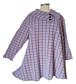 3D-FluffyRaster Pulli in Zauber-A-Linie mit Knöpfchenkragen VioletBlack (04248)