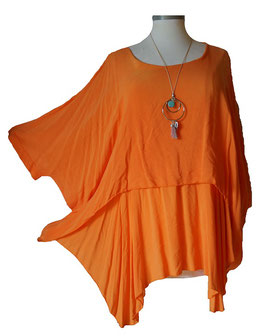 Sommerliches Longshirt Orange + Gratis Kette 48-56+ (00127)