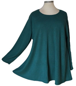 Längsstrukturierter Pullover in Zauber-A-Linie Smaragd(07741)
