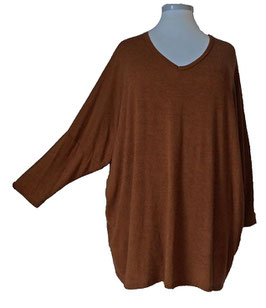 Weich & Wohlfühlwarm Pulli mit V-Ausschnitt Haselnussbraun 48-58+ (03012)