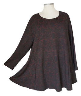Edel! 3D-Aufsatz Spitze SunShine Shirtpulli in 6-Bahnen A-Linie Schwarz-Rot (06069)