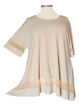 Shirt mit Feinnetz-Einsätzen in A-Linie Beige (05131)