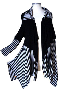 Swinger Zipfelcardigan Black & White Uni&Stripe (06980)