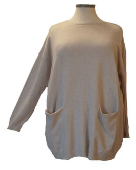Wohlfühl-Pulli Pullover mit Taschen Nature Größe 48-60+ (03371)