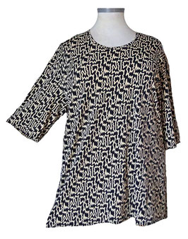 StraightCut Kurzarmshirt Black & Beige 50-60 (04863)