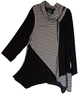 Pulli-Tunik in Zipfelchen-A-Linie Black&White Two (04278)