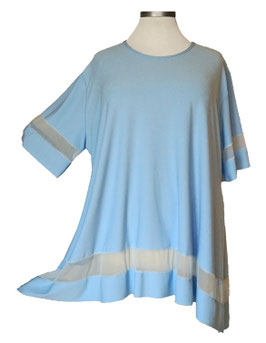 Shirt mit Chiffon-Einsätzen in A-Linie Hellblau (00454)
