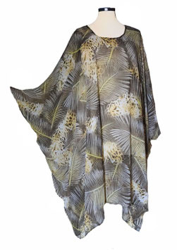 MD-ULSM Lagenlook Chiffon Kleid Longshirt Strandcashuble Dschungel (08822)