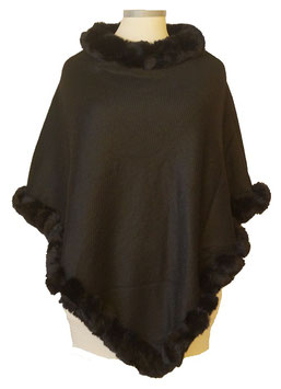 Kuschelfell Poncho-Cape Schwarz (07993)