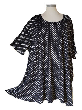 SunShine Shirt in 6-Bahnen A-Linie Pünktchen Schwarz Weiß (05153)