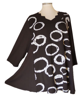 SunShine Shirt in 6-Bahnen A-Linie Uni-Muster-Mix Schwarz-Weiß (04968)